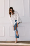 Flying Monkey Mid Rise Crop Kick Flare w/Slit Jeans