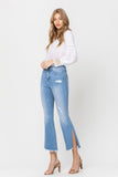 Flying Monkey Mid Rise Crop Kick Flare w/Slit Jeans