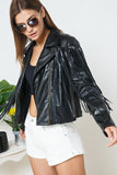 Faux Leather Moto Fringe Jacket - Pink, White or Black
