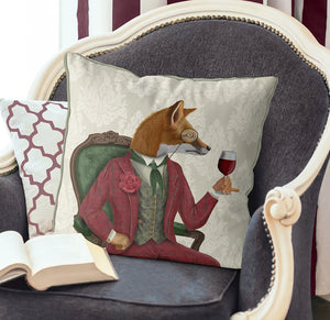 Wine Tasting Fox Pillow