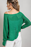 Off Shoulder Eyelet Knit Sweater - White, Black, Green or Coco