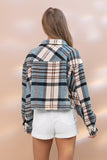 Plaid Cropped Shirt Jacket Shacket - Rust or Teal