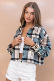 Plaid Cropped Shirt Jacket Shacket - Rust or Teal