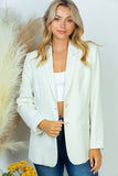 Solid Woven Double Button Blazer - Ivory or Black