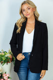 Solid Woven Double Button Blazer - Ivory or Black