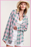 Liz Lightweight Plaid Shirt - Pink or Salmon