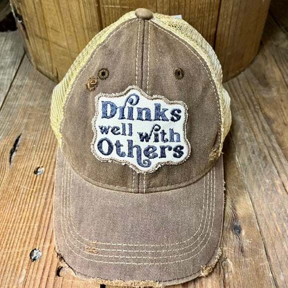 Drinks Well With Others Vintage Baseball Hat