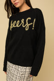 Cheers Sparkle Pullover Sweater - Black