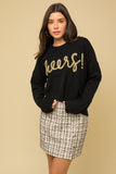 Cheers Sparkle Pullover Sweater - Black