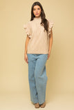 Cable Knit Ruffle Sweater Vest - Oatmeal