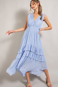 Ruffle Smocked Maxi Dress - Sage or Chambray