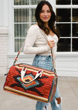Aztec Boho Woven Duffle Weekender Bag - Rust