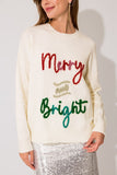 Merry & Bright Sparkle Pullover Sweater - White