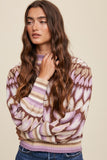 Full of Heart Puff Sleeve Sweater - Red or Lavender