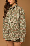 Aztec Print Shacket - Olive