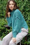 Slouchy Turtleneck Cross Pattern Sweater - Off White or Sage
