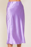 Satin Midi Flare Skirt - Burgundy, Navy or Lavender