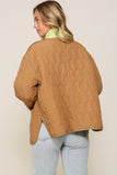Quilted Puffer Jacket with Pockets - Pink, Brown or Ivory