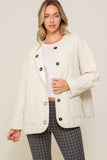Quilted Puffer Jacket with Pockets - Pink, Brown or Ivory