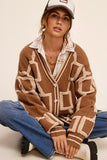 Oversized Geometric Reina Cardigan Sweater - 4 colors!