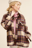 Hailee Plaid Button up Shacket Jacket - Sky Blue, Cocoa or Plum