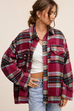 Hailee Plaid Button up Shacket Jacket - Sky Blue, Cocoa or Plum
