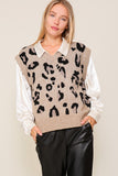 Leopard Sweater Vest - Taupe