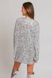 Long Sleeve Sequin Mini Dress - Silver