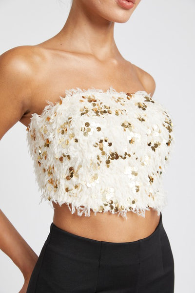 Amazon.com: Women's Sexy Feather Crop Tops Furry Faux Fur