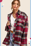 Hailee Plaid Button up Shacket Jacket - Sky Blue, Cocoa or Plum