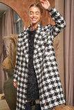 Textured Knit Tweed Double Button Coat Jacket - Pink/Red or Black/White