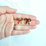 Bow Stud Earrings - Red Sparkle