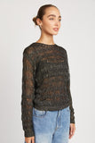 Glitter Crochet Knit Sweater Top - Black or Chocolate