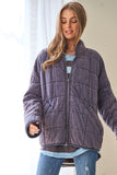 Washed Quilted Zip Jacket - Pink, Charcoal, Latte or Sage