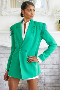 Annie Feather Blazer Jacket - Green