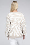 Zebra Pattern Cardigan Sweater - Beige / Ivory