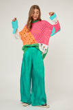 Color Block Distressed Sweater - Pastel or Neon Multi