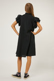 Textured Ruffle Babydoll Dress - Black or White