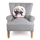 Floral Frenchie Embroidered Pillow - French Bulldog