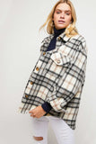 Wool Blend Plaid Shacket - Black or Orange Multi
