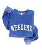 Weekend Varsity Graphic Sweatshirt - Heather Royal