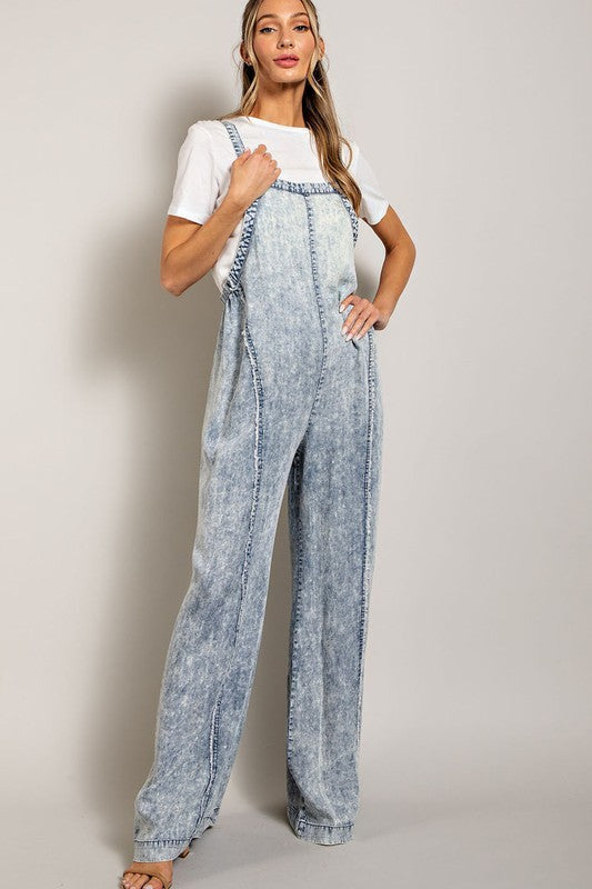 Mineral Washed Seamed Tencel Overalls