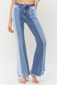 Flying Monkey High Rise Relaxed Flare Paneled Jeans