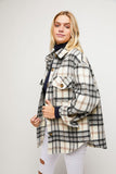 Wool Blend Plaid Shacket - Black or Orange Multi