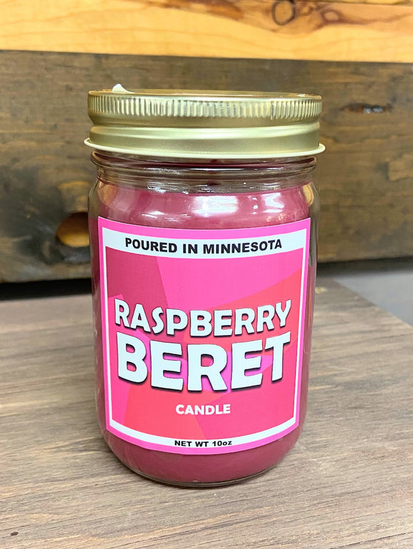 Raspberry Beret Hand Poured Glass Jar Candle