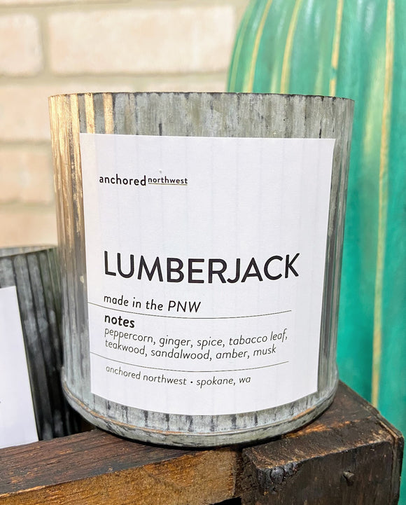 Wood Wick Lumberjack Rustic Vintage Tin Candle