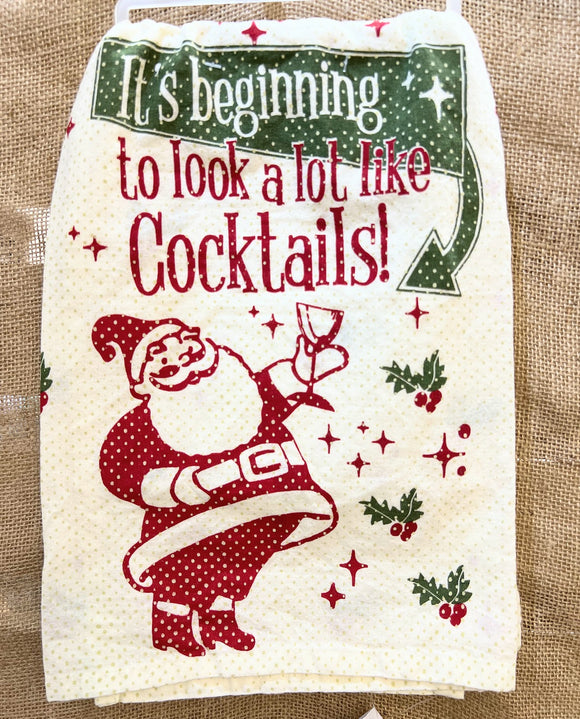 It's Beginning to Look a lot like Cocktails - Holiday Kitchen Towel