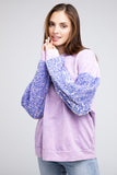 Velvet Sequin Sleeve Mineral Washed Top - Periwinkle