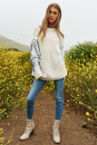 Sequin Sleeve Sweater Knit Tunic Top - Ivory or Pinik