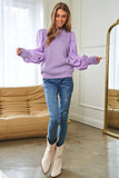 Pearl Embellished Contrast Sleeve Sweater - Lilac or Beige